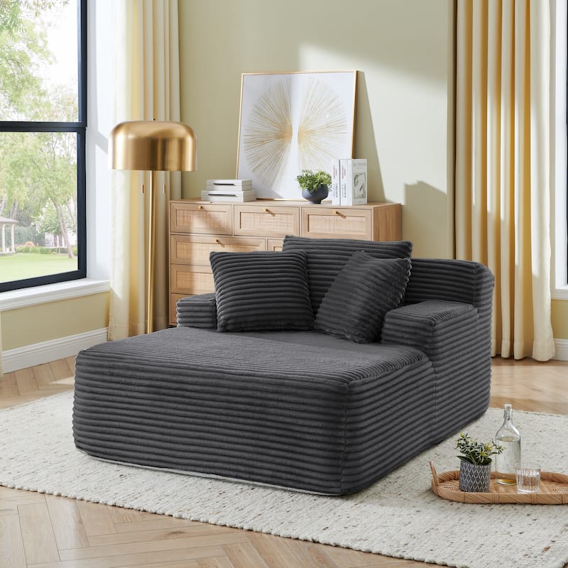 Roomfitters Velvet Lounge Chair No Assembly Required, Fluffy Single Lazy Sofa for Living Room and Bedroom - Dark Gray