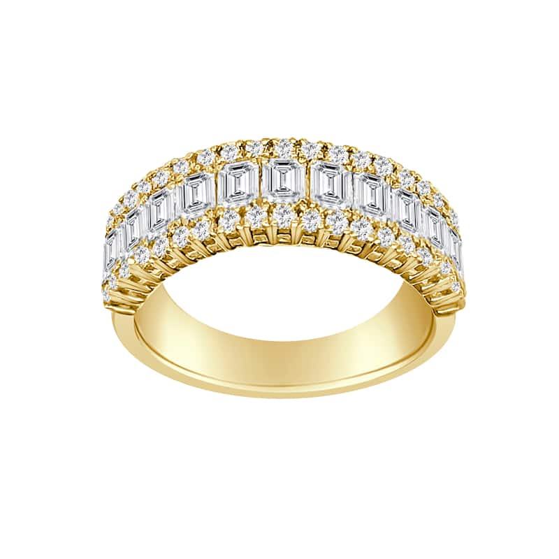 Auriya 14k Gold Lab Grown Emerald-Cut and Round Diamond Wide Band Ring 2.41 ct. tw. (F-G, VS) - 5 - Yellow
