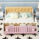 preview thumbnail 1 of 8, Full-Size Car Platform Bed with Cushion Headboard and Footboard Shelves, White White