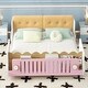 preview thumbnail 2 of 8, Full Size Car-Shaped Platform Kids Bed Frame with Soft Cushion Headboard, Built-in Footboard Shelves, and Fun Design, White