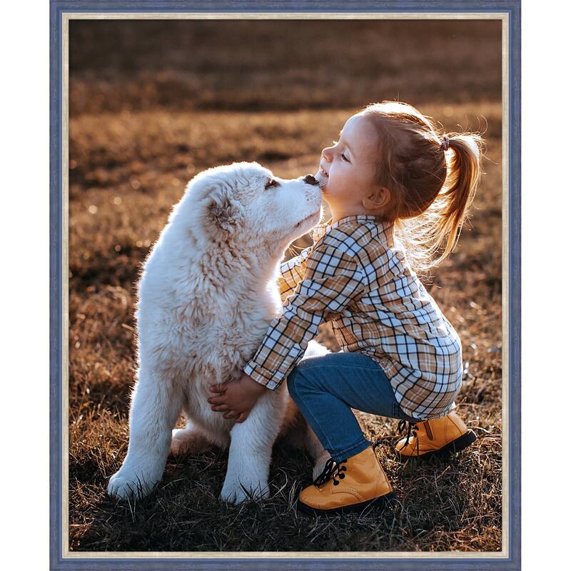 Theo Black Silver Narrow Framed Picture Frame, Photo Frame - 18x22 - Theo Blue Narrow