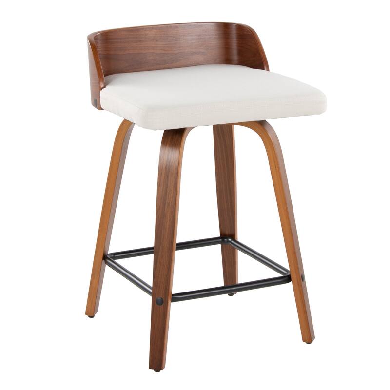 Carson Carrington Marstrand 24" Fixed-Height Counter Stool with Bent Wood Legs & Square Footrest (Set of 2)