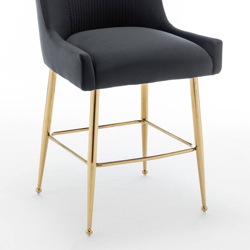 SEYNAR Modern Velvet 39'' H Metal Leg Counter or Bar Stools Set of 4