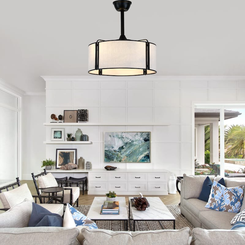 Bella Depot 19" Modern Caged Ceiling Fan with Light Kit and Remote Control 6-Speed Reversible DC Motor - 19”