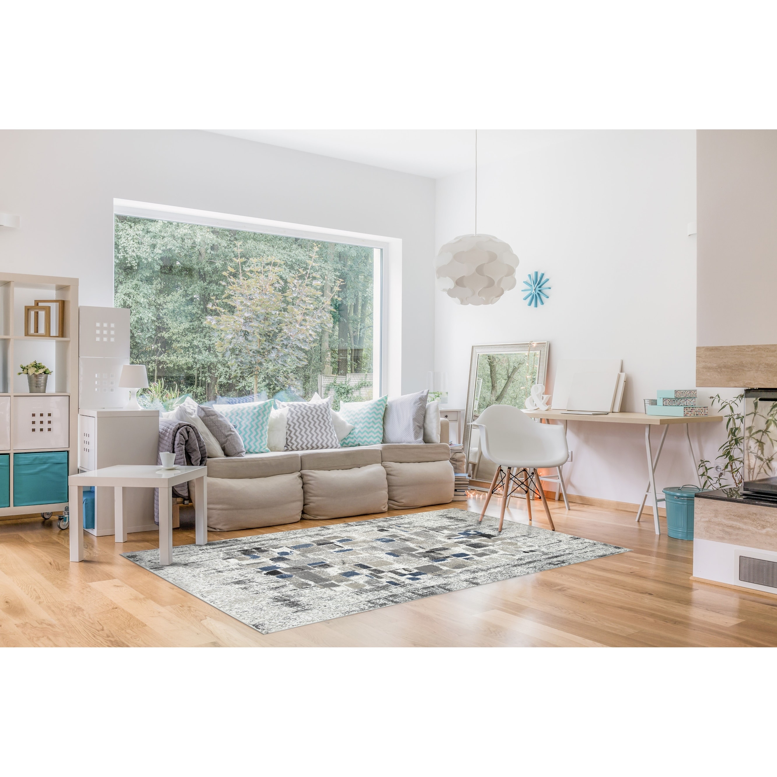 MDA Rugs Kriselia Collection Blue/Gray Abstract Area Rug
