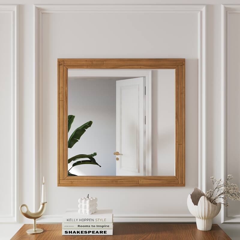 Wooden frame decorative mirror, casual style, rectangular,suitable for living room, entryway or bathroom