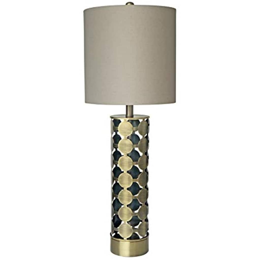 Table Lamp Metal Base - USB Charging Lamp, Brass Finish, 18" Height, Home Decor Accent Light