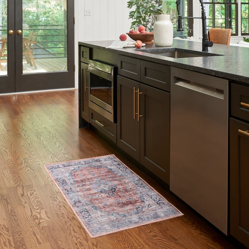 Brilliance Machine Washable Persian Vintage Medallion Area Rug
