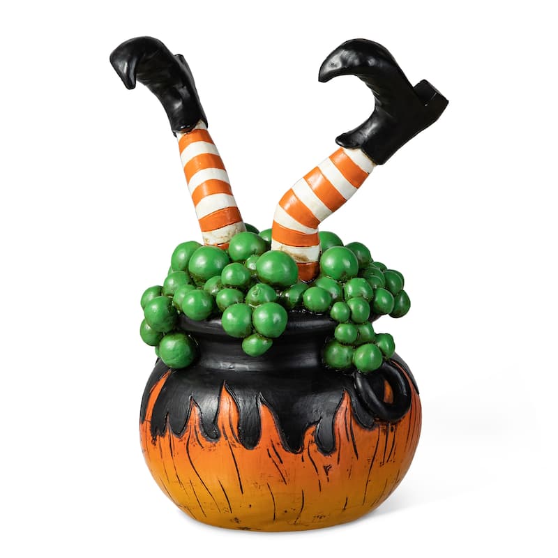 Glitzhome 8.75''H Halloween Polyresin Witches With Cauldron Table Decor - Black