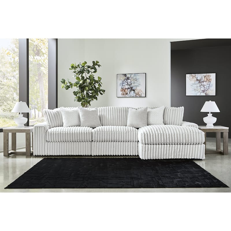 Signature Design by Ashley Stupendous White 3-Piece Sectional with Chaise - 142" W x 67" D x 41" H - Right Facing