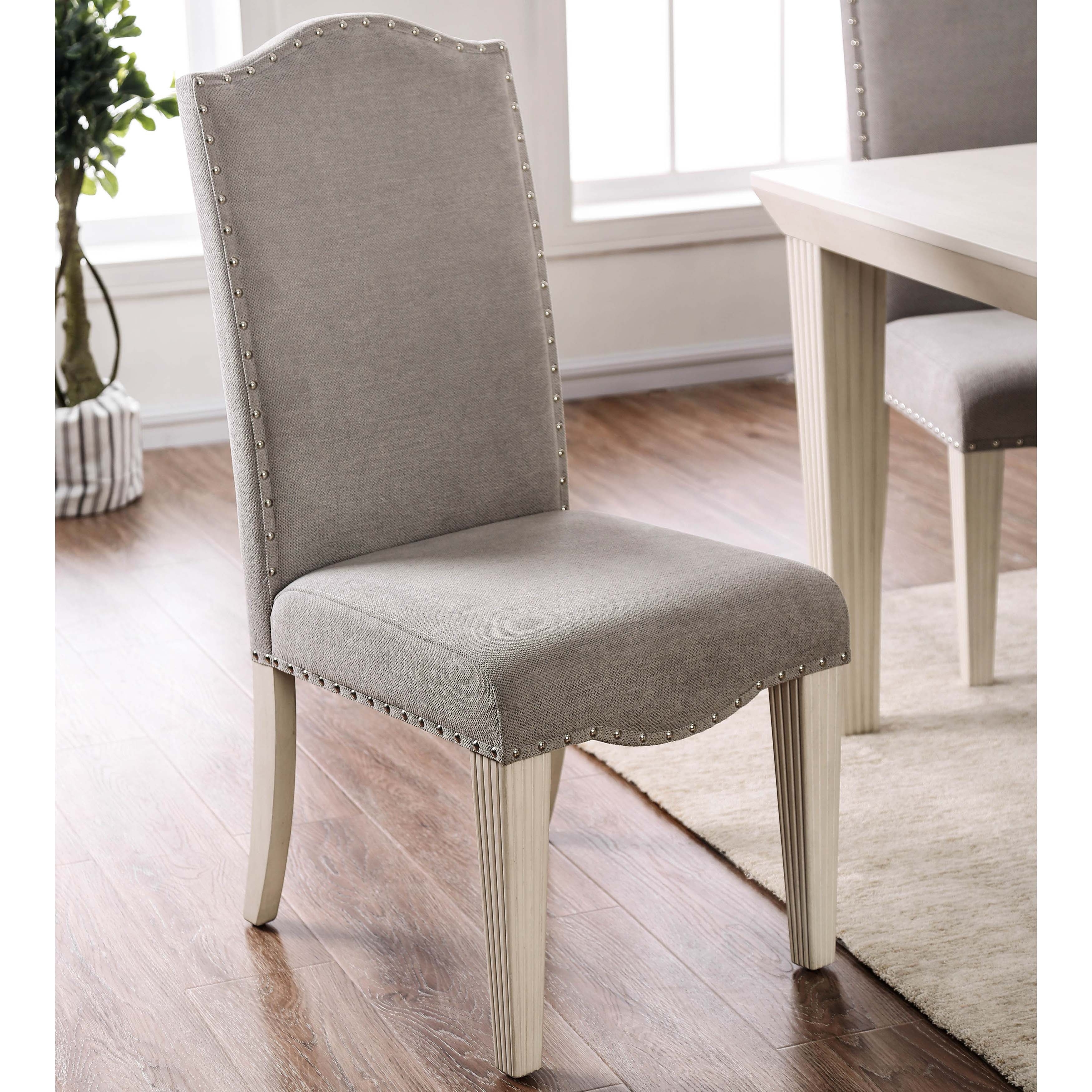 Furniture of America Sope Antique Grey Fabric Dining Chairs (Set of 2)