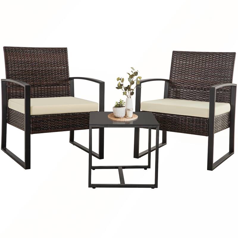 3 Piece Outdoor PE Wicker Furniture Set