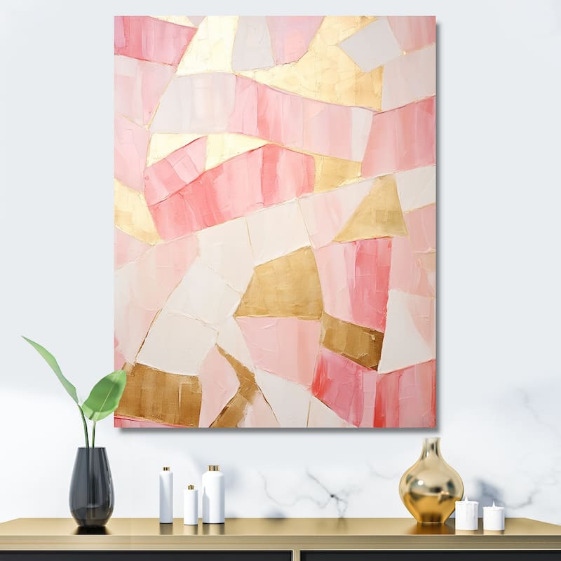 Designart "Pink And Gold Tessellations I" Abstract Shapes Wall Art