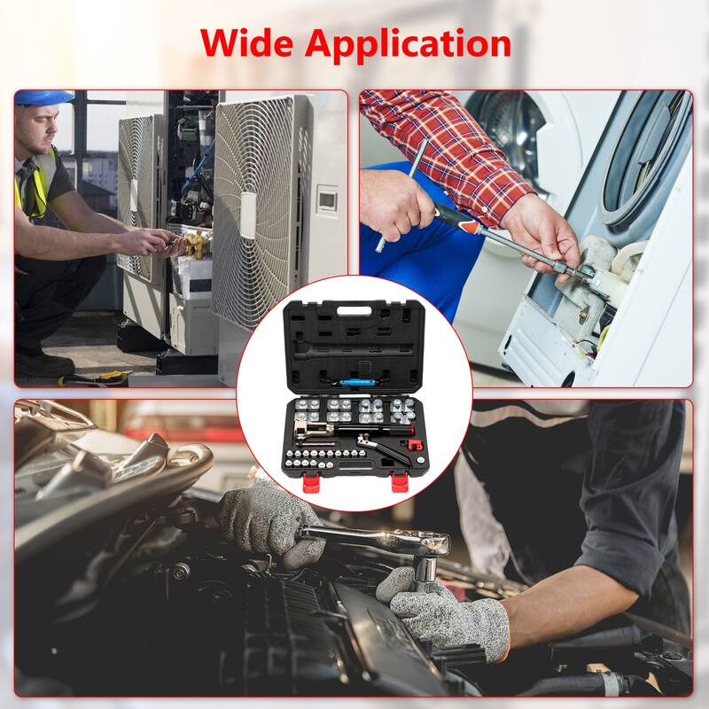 Metal Hydraulic Pipe Expander Set 45˚ Brake Line Expander 30-piece Set