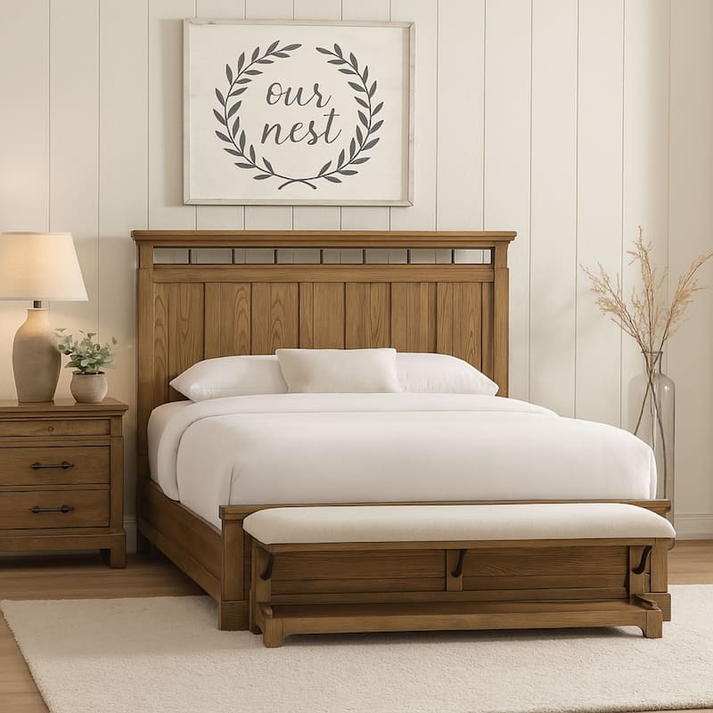 2 Drawer Nightstand w/ Tray - Caramel Finish