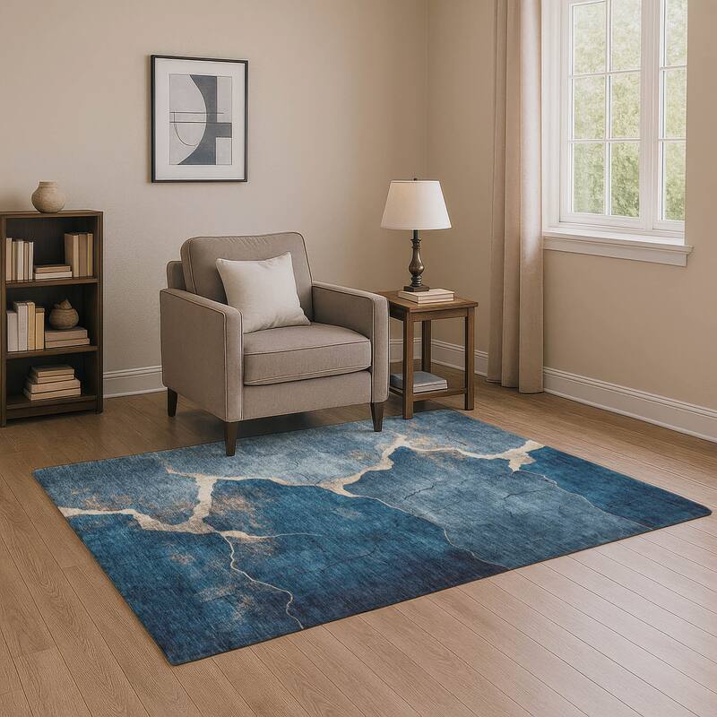 Premium Washable Super Soft Contemporary Envy Mayfield Rug - Navy - 2'6" x 3'10"
