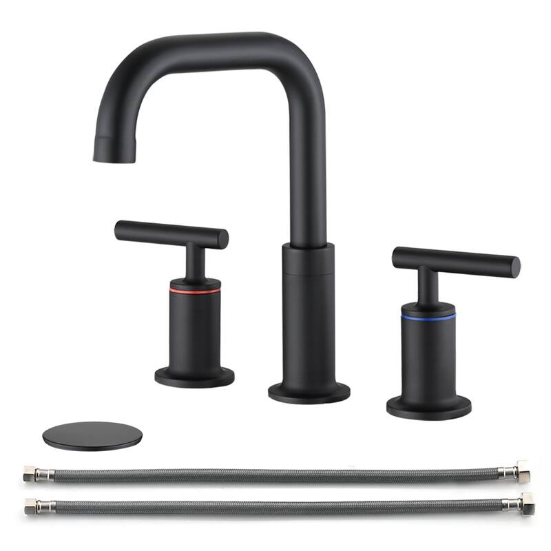 Modern 2 Handle 360° Swivel Bathroom Sink Faucet with Pop Up Drain and Aerator, Anti Corrosion, Anti Rust, Anti Splash