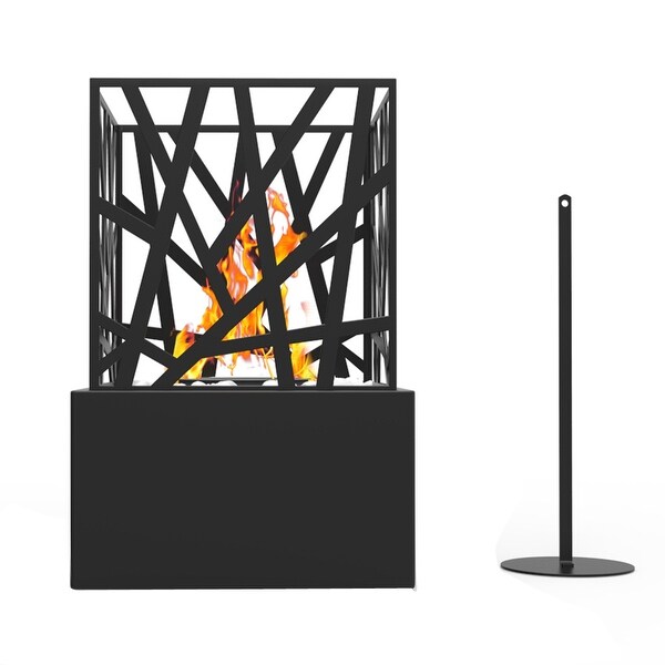 Portable Ventless Tabletop Bio Ethanol Fireplace Stainless Steel Stand Pedestal