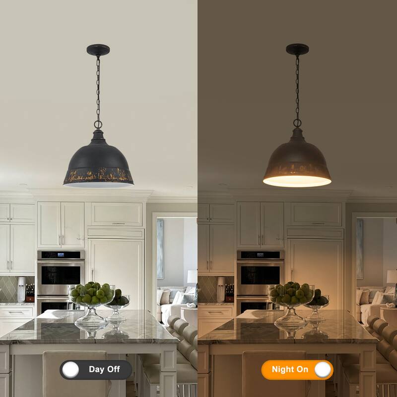 2-Light Farmhouse Pendant Light with Distressed Gold Dome Shade - 2-Lights