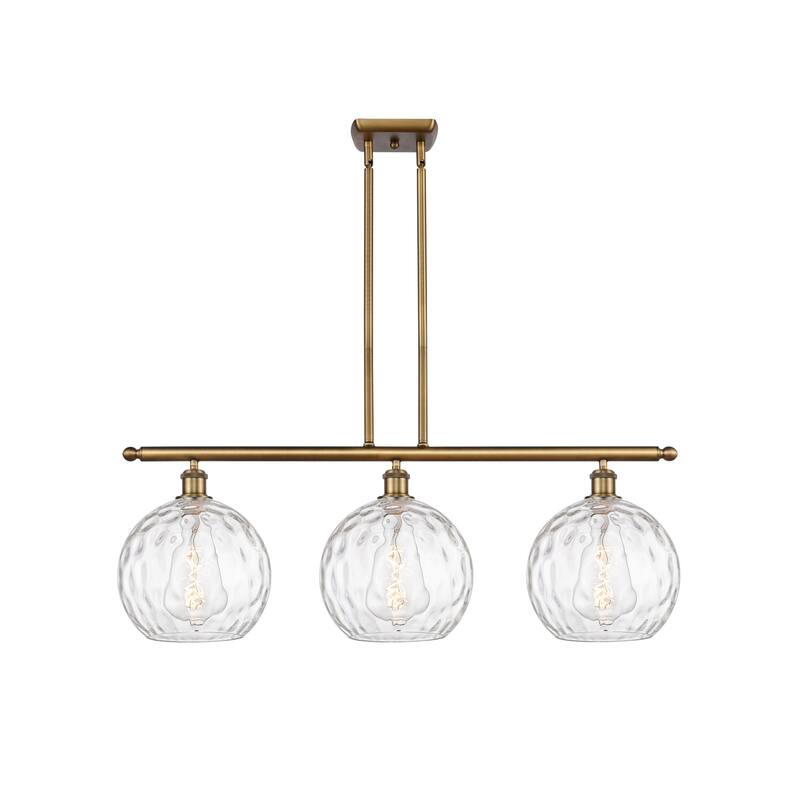 Innovations Lighting 516-3I-13-37 Athens Linear Athens 3 Light 37" - Brushed Brass / Clear Water Glass