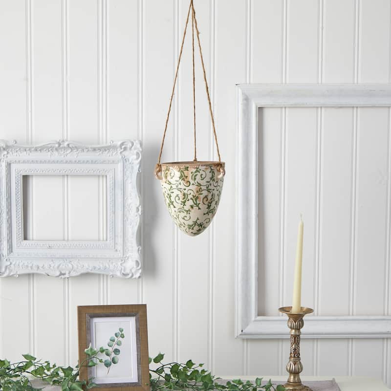 2' Tuscan Hanging Ceramic Scroll Planter - 2
