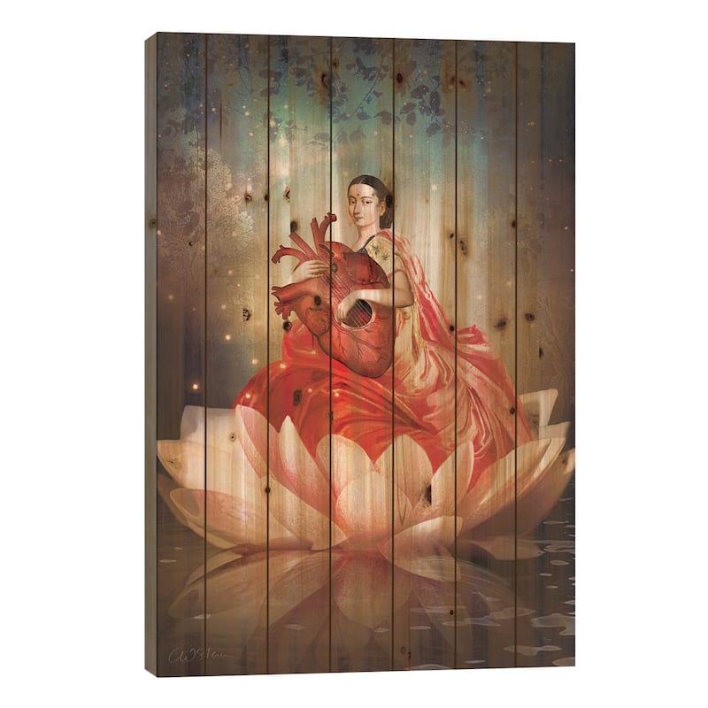 Knight Of Cups Print On Wood by Catrin Welz-Stein - Multi-Color - 26x18x1.5