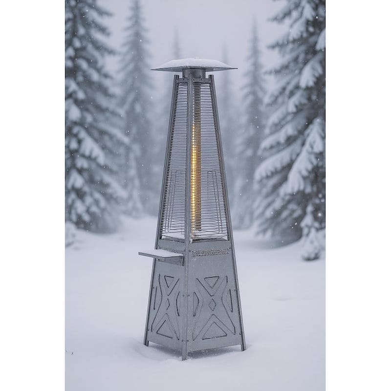 48,000 BTU Patio Heaters, 2 Wheels & 4 Ground Spikes - Silver