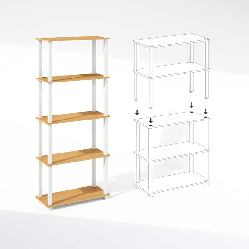 3 Tiers Wood Household Shelving Unit in Beech/White (23.6 in. W x 29.5 in. H x 11.4 in. D), Set of 2 - 23.6