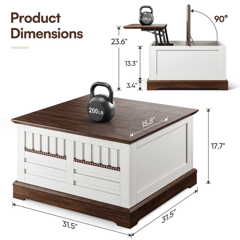 31.5" Farmhouse Lift-Top Coffee Table