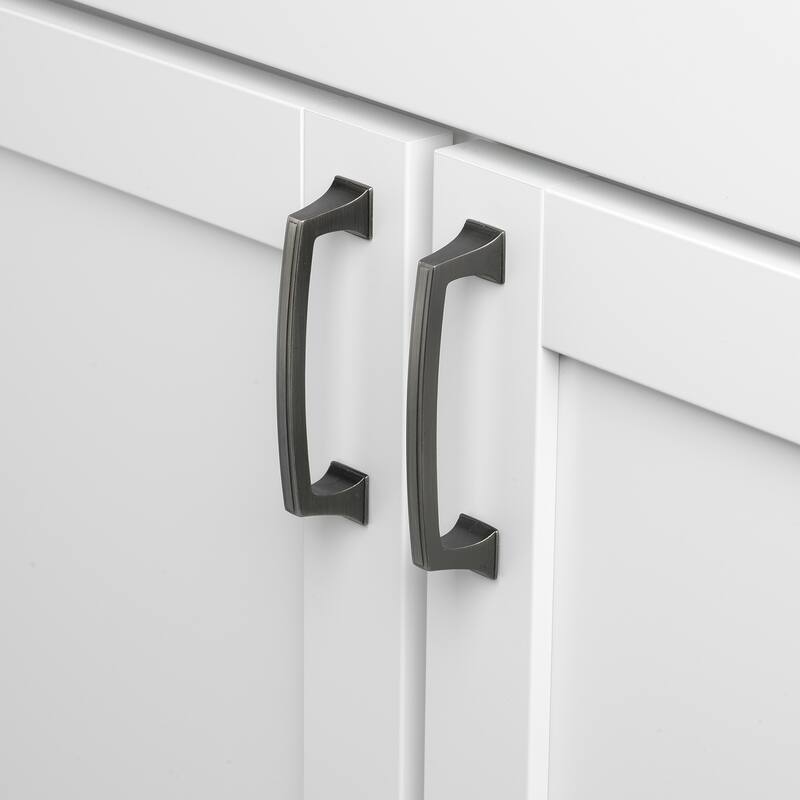 GlideRite 5-Pack 3 in. Center Satin Pewter Deco Base Cabinet Pulls - Satin Pewter