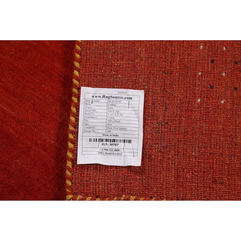 Orange Tribal Gabbeh Oriental Area Rug Hand-Knotted Wool Carpet - 6'10"x 9'10"