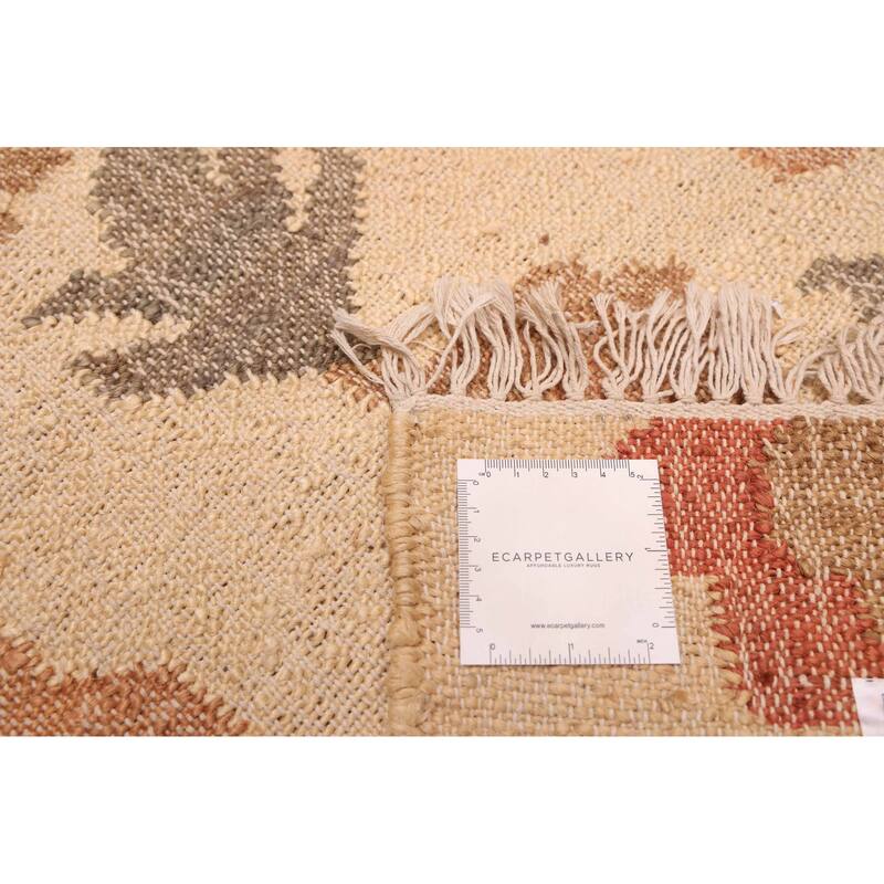 ECARPETGALLERY Flat-Weave Palas Denizli Cream Jute Kilim - 5'4 x 7'6