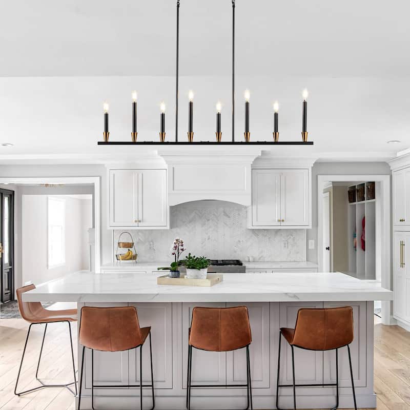 Kitchen Island Lights Linear Farmhouse Chandelier Linear Candle Chandelier - 8-Light