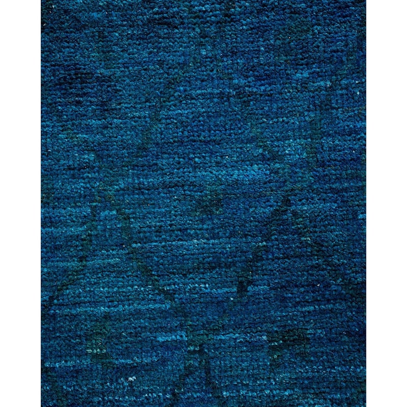 Overton Hand Knotted Wool Vintage Inspired Modern Contemporary Overdyed Blue Area Rug - 4' 3" x 5' 9"