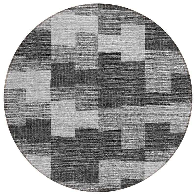 Machine Washable Indoor/ Outdoor Chantille Modern Blocks Rug