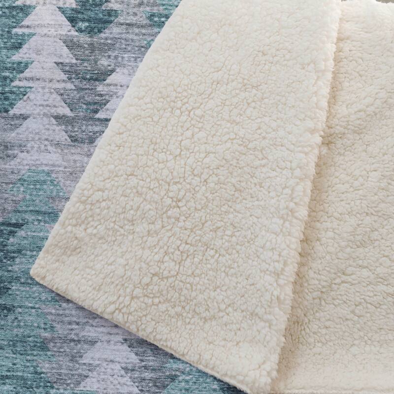 Premium Machine Washable Boho Modern Sherpa Throw Blanket