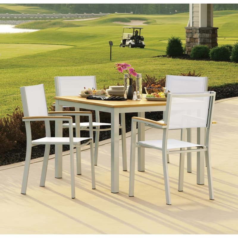 Oxford Garden Travira 5 Piece 39 inch Natural Tekwood Dining Set
