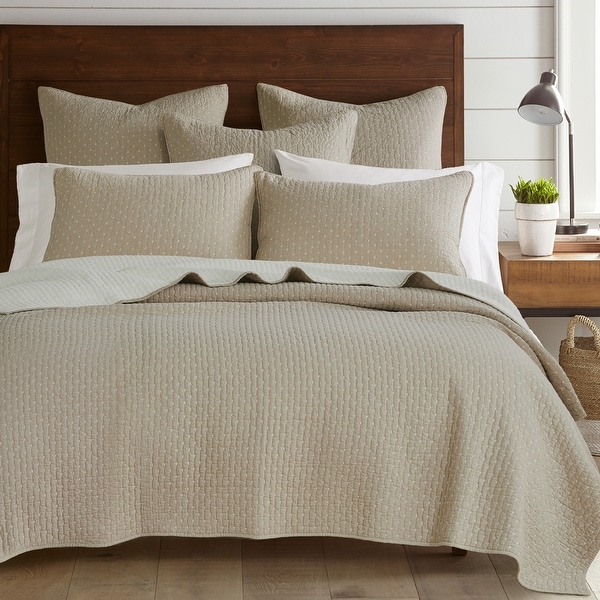 Cross Stitch Taupe Full/Queen Quilt Set - Levtex Home - Bed Bath