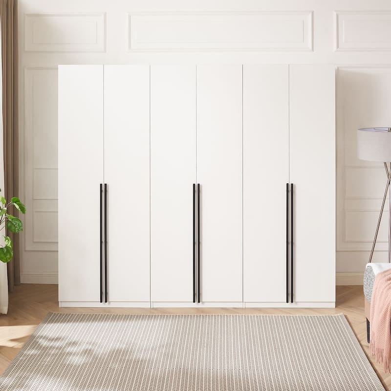 Manhattan Comfort Lee Modern 2.0 Freestanding Wardrobe Closet Armoire Set of 3 - White
