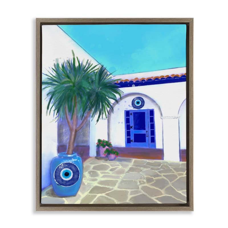 Stupell Tranquil Tropical Villa Framed Floater Canvas Wall Art Design By Matthew Piotrowicz - 17 x 21 - Brown