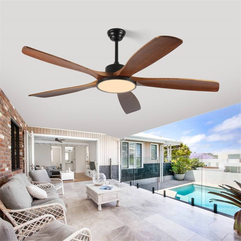 62" Large Ceiling Fan with Remote Control and Light with Three-Color Dimming