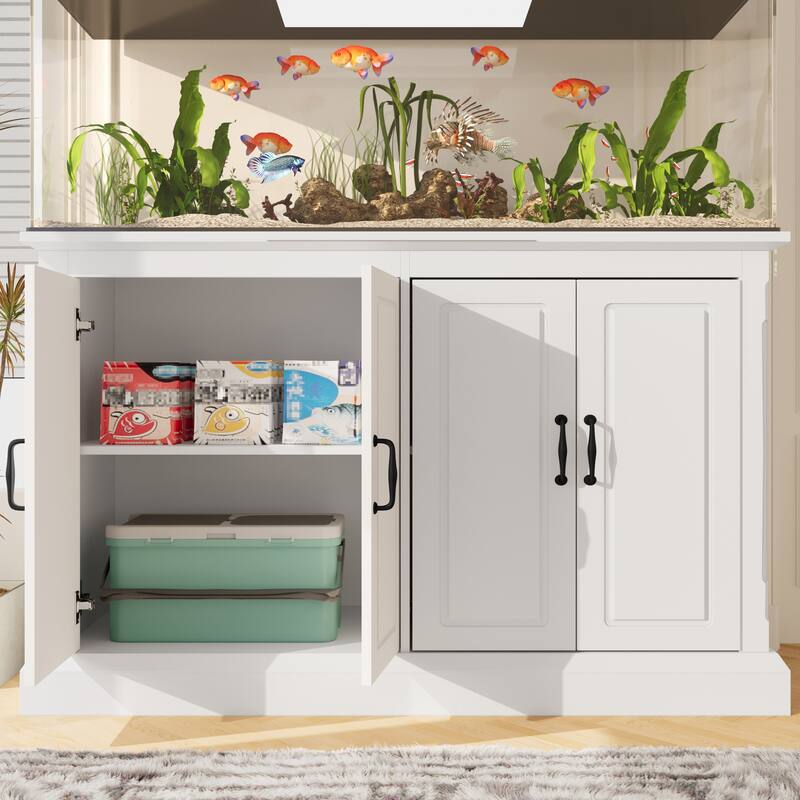 Rossetta 2-in-1 Modern Stylish Design Heavy Duty Fish Tank Stand with 4 Cabinets, Charging Station