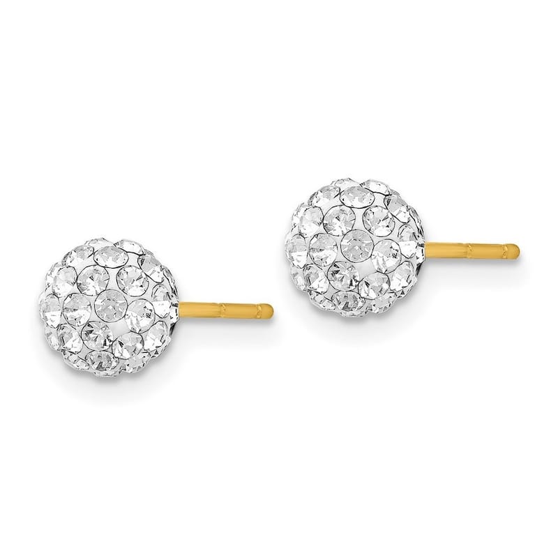 Curata 14k Yellow Gold Polished Crystal 6mm Post Earrings