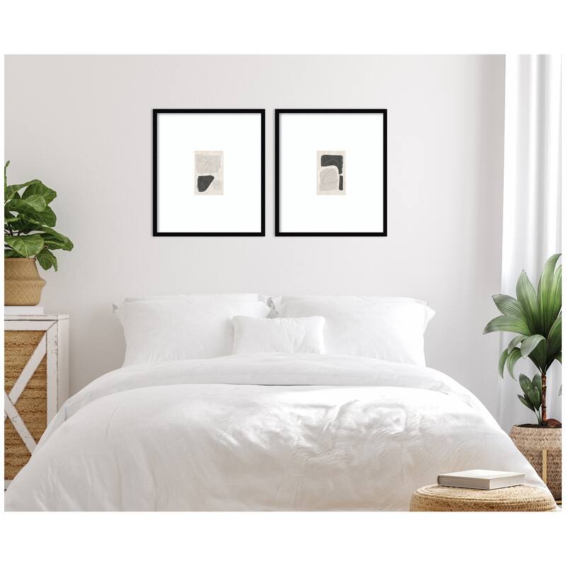 Kate and Laurel Abstract Shapes 01 & 02 2 Piece Framed Wall Art Print Set by Gabrielly Guedes