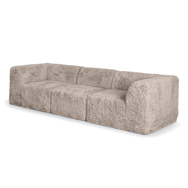 Furniture of America Ylena Modern 3-Piece Faux Fur Foam Modular Compressed Sofa