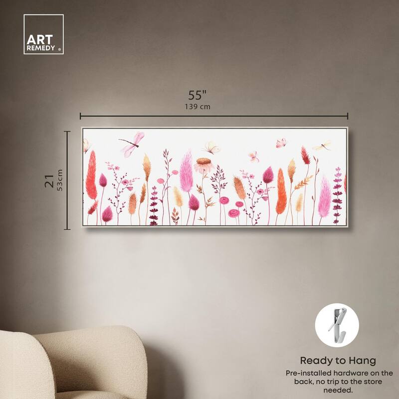 Dried Floral Dragonfly Panoramic Canvas by Art Remedy