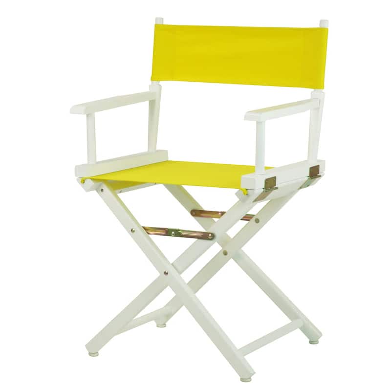 White Frame 18-inch Director's Chair - 33.75"h x 21.75"w x 17"d - 33.75"h x 21.75"w x 17"d