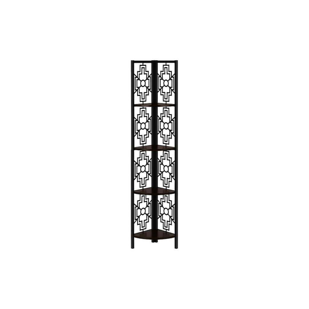 Bookshelf, Bookcase, Etagere, Corner, 4 Tier, 62"h, Office, Bedroom, Laminate, Metal, Transitional