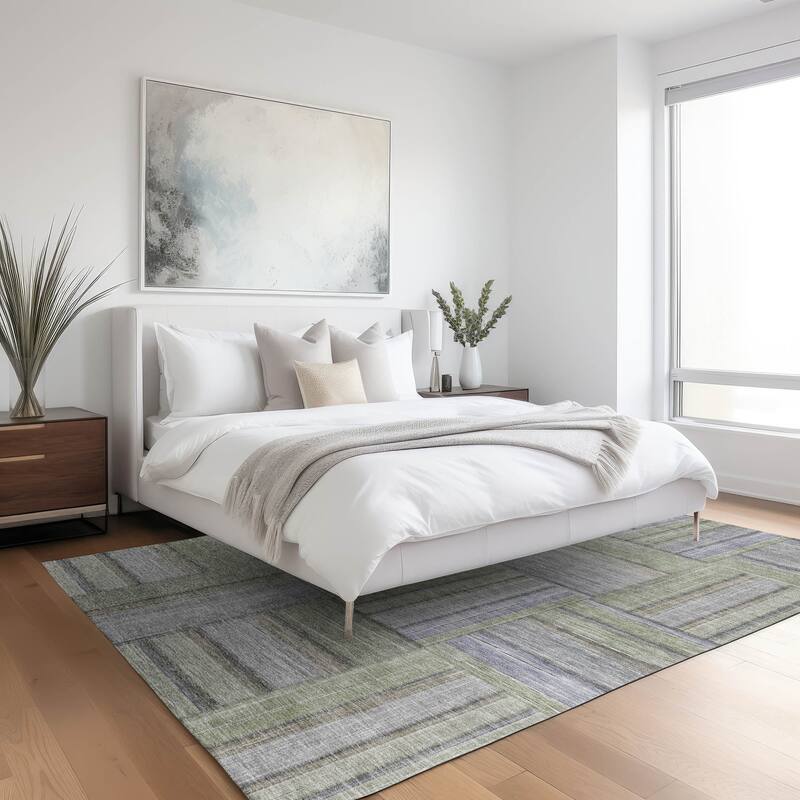 Machine Washable Indoor/ Outdoor Modern Weave Chantille Rug