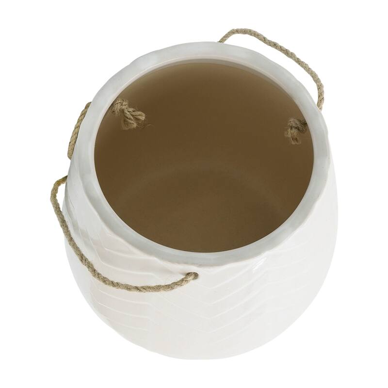 Sagebrook Home Neutral Textured Ceramic Hanging Planter